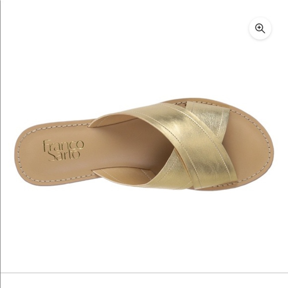 LIKE NEW Franco Sarto Gold Slide Sandals size 9